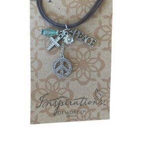 Demdaco Silver Necklace with Green Charms